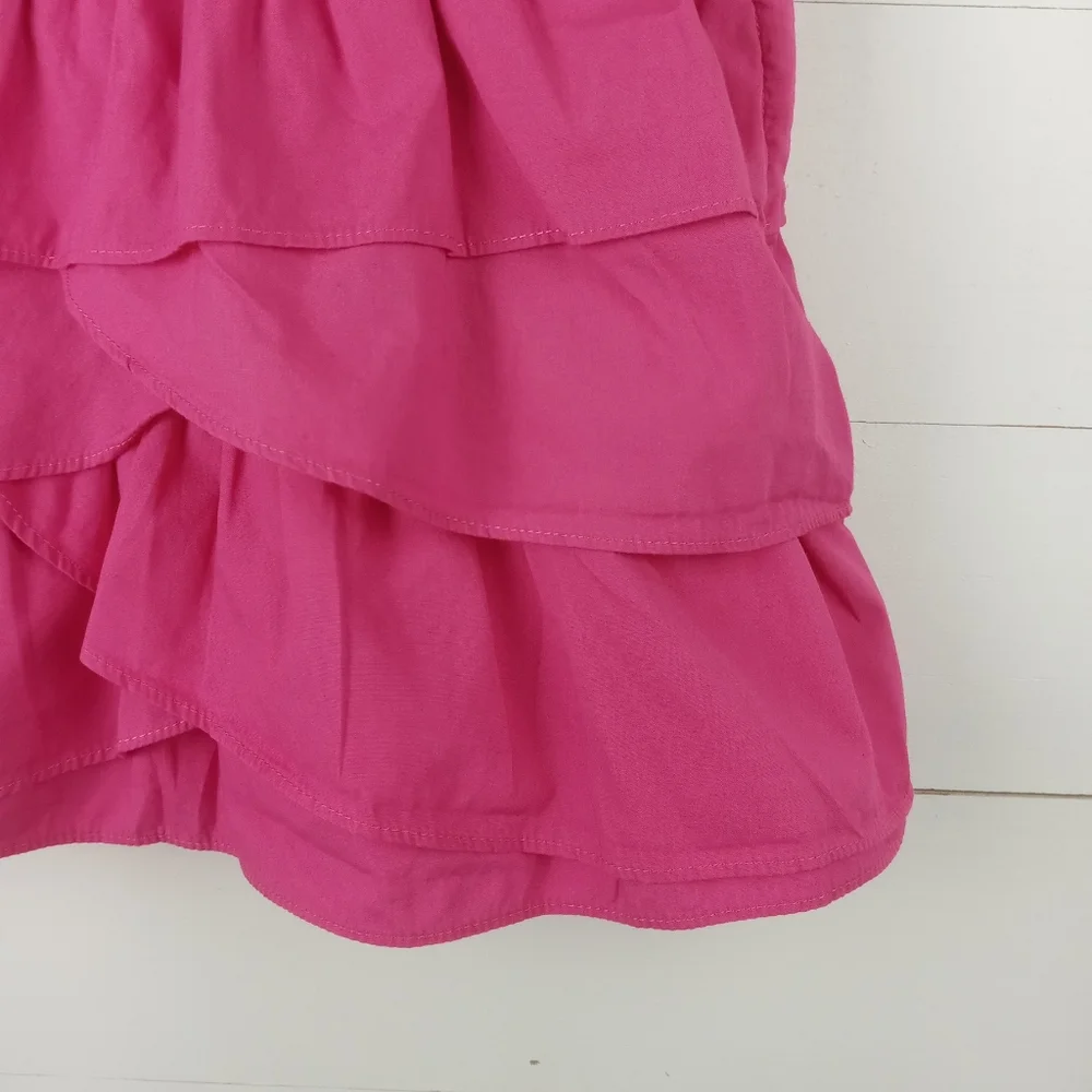 Gymboree girls size 6 bright pink tulip ribbon bow on straps blouse layered
